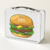ハンバーガー漫画イラストレーション メタルランチボックス (裏面)