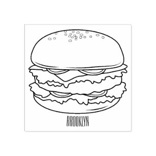 ハンバーガー漫画イラストレーション ラバースタンプ