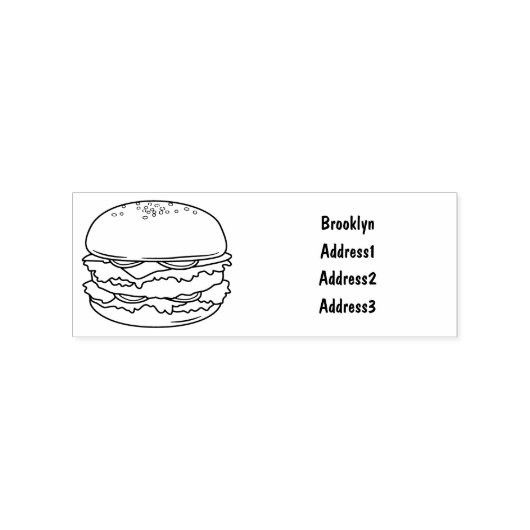 ハンバーガー漫画イラストレーション ラバースタンプ (インプリント)