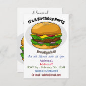 ハンバーガー漫画イラストレーション 招待状 (正面/裏面)