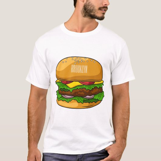 ハンバーガー漫画イラストレーション Tシャツ (正面)