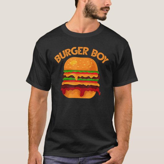 ハンバーガー焼きハンバーガーボーイ配達ガイチーズブ Tシャツ (正面)