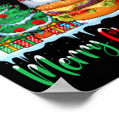 ハンバーガー着用サンタハットクリスマス- Merry Christmas ポスター (角)