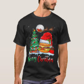 ハンバーガー着用サンタハットクリスマス- Merry Christmas Tシャツ (正面)
