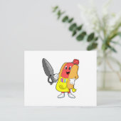 ハンバーガー美容師はさみ付き ポストカード (スタンド正面)