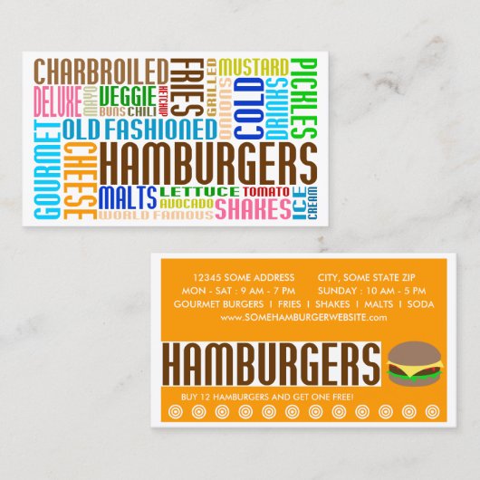 ハンバーガー語くもの巣 ロイヤリティカード (正面/裏面)