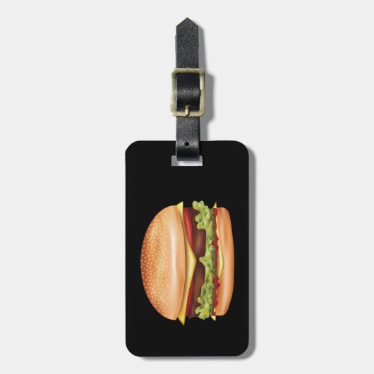 ハンバーガー速食イラストレーションカスタム文字 ラゲッジタグ (正面縦)