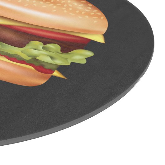 ハンバーガー速食イラストレーション付名前をカスタムする カッティングボード (角)