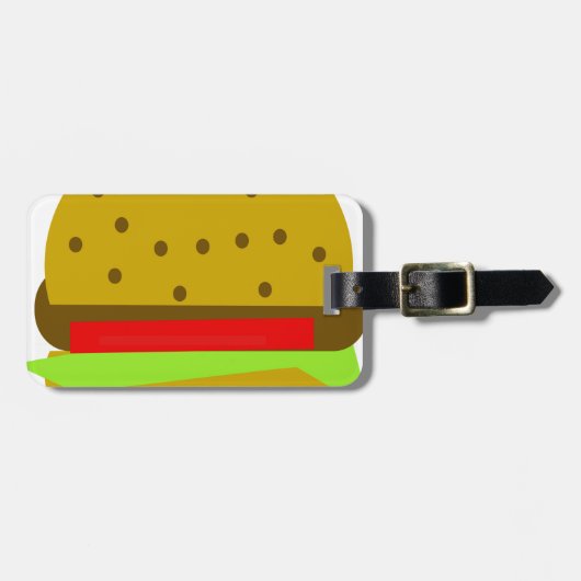 ハンバーガー食べ物ファストフード ラゲッジタグ (正面横)