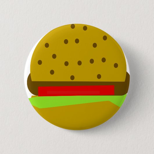 ハンバーガー食ファストフードバーガー 缶バッジ (正面)