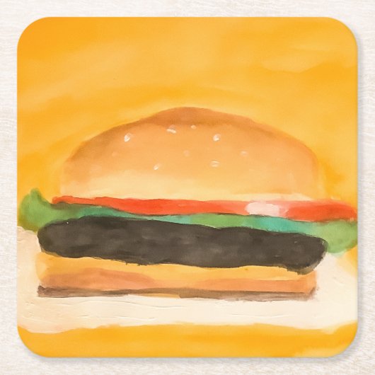 ハンバーガー スクエアペーパーコースター (正面)