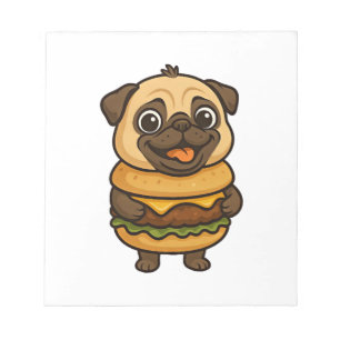 ハンバーガー+チーズバーガーの神話の面白いパグ ノートパッド