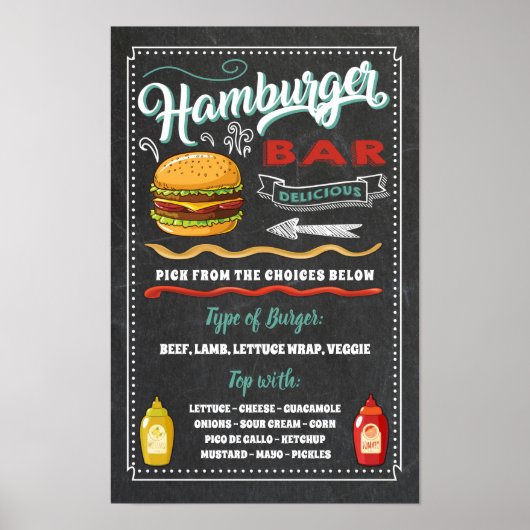 ハンバーガー バー メニュー パーティー サイン (正面)