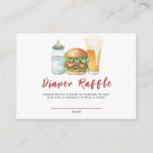 ハンバーガー、ビール、ベビー – おむつラッフル エンクロージャーカード (正面)