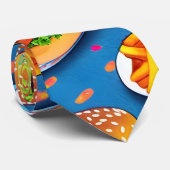 ハンバーガー&フライカラフルズマンガイラストレーション ネクタイ (ロール)