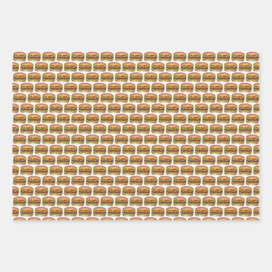 ハンバーガー&フライドファストフードチーズバーガーフランスのフライ ラッピングペーパーシート (正面2)