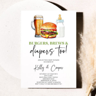 ハンバーガー、ブリュース、おむつまで!Co Edベビーシャワー 招待状