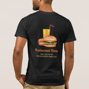 ハンバーガー ホットドッグ レストラン カスタムロゴとテキスト Tシャツ