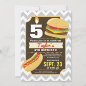 ハンバーガー & ホットドッグ 誕生日パーティー招待状 招待状 (正面)