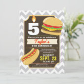 ハンバーガー & ホットドッグ 誕生日パーティー招待状 招待状 (スタンド正面)