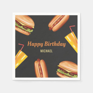 ハンバーガー ホットドッグ BBQ グリル フード お誕生日おめでとう スタンダードカクテルナプキン