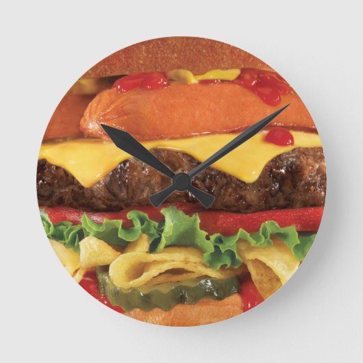 ハンバーガー ラウンド壁時計 (正面)