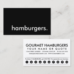 ハンバーガー。ロイヤリティパンチカード ロイヤリティカード