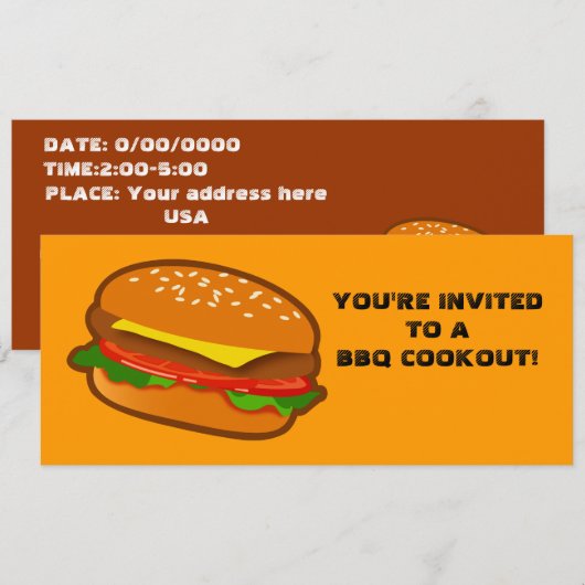 ハンバーガー 招待状 (正面/裏面)