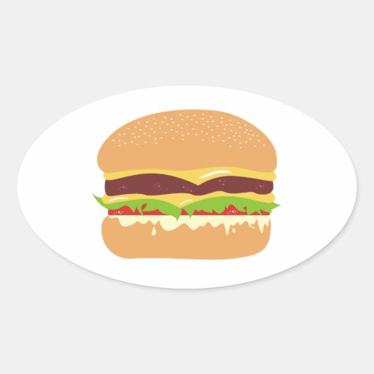 ハンバーガー 楕円形シール (正面)