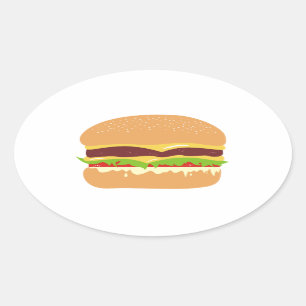 ハンバーガー 楕円形シール