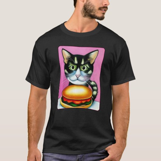 ハンバーガー 猫 ネコバーガー バーガー 喉を鳴らす ニャー 猫 2 Tシャツ (正面)