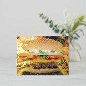 ハンバーガー 箔招待状ポストカード (立ち正面)