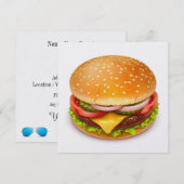 ハンバーガー BBQ パーティー - 7月4日 ご招待 招待状 (正面/裏面)