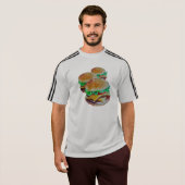 ハンバーグアクティブ衣服、オリジナルポップ・アートのアートデザイン Tシャツ (正面フル)