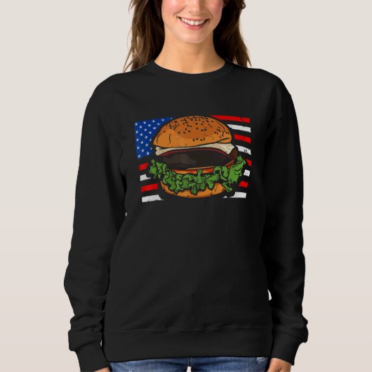 ハンバーグサンド7月4日米国国旗 スウェットシャツ (正面)