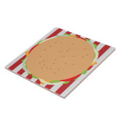 ハンバーグチーズバーガーかわいいカフェ赤ストライプの白 タイル (側面)