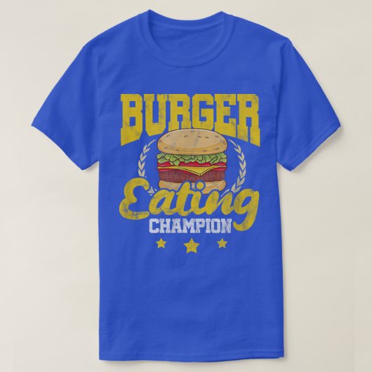 ハンバーグチーズバーガー食べズのチャンピオン動揺して Tシャツ (デザイン正面)
