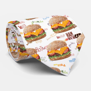 ハンバーグチーズファストフードBBQダイナー ネクタイ