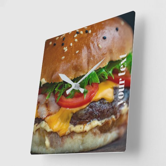 ハンバーグパーソナライズされたフォトアクリル壁時計 スクエア壁時計 (傾斜)