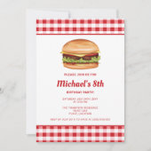 ハンバーグファストフードイラストレーション誕生日パーティー 招待状 (正面)