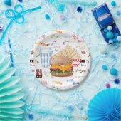 ハンバーグフライスファストフードBBQダイナー ペーパープレート (パーティー)