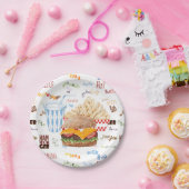 ハンバーグフライスファストフードBBQダイナー ペーパープレート (パーティー)