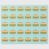 ハンバーグ図解入りの、写真付きのの模様（青） ラッピングペーパー (フラット)