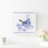 ハンパーよくはしゃぐキティ猫バスルームトイレルルック スクエア壁時計 (ホーム)