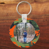ハンパーソナライズされたターのオレンジ迷彩柄リングや輪写真 キーホルダー (正面)