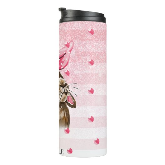 ハンパーソナライズされたド絵を描バニーグリッター タンブラー (回転右)