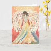 ハンブルエンジェル、5" x 7" 折りたたみグリーティングカード カード (黄色い花)