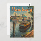 ハンブルクのインナーアルスターのヴィンテージチャーム ポストカード (正面/裏面)
