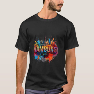 ハンブルクのスカイラインアート - 華やかなハンザ都市のデザイン Tシャツ