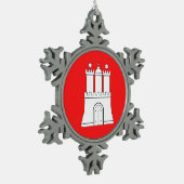 ハンブルクのスノーフレークペーターのクリスマス装飾の国旗 スノーフレークピューターオーナメント (左)